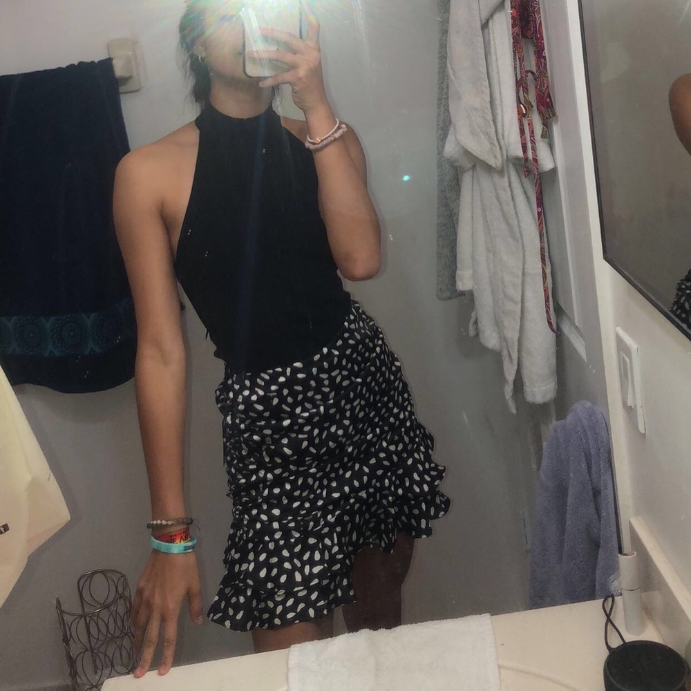 New w tags polka dot flare skirt w scrunch detail